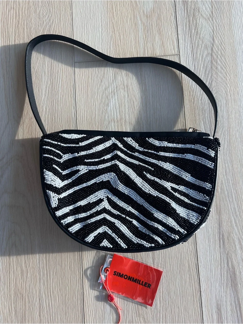 Simon Miller Black & White Zebra Beaded Shoulder Bag